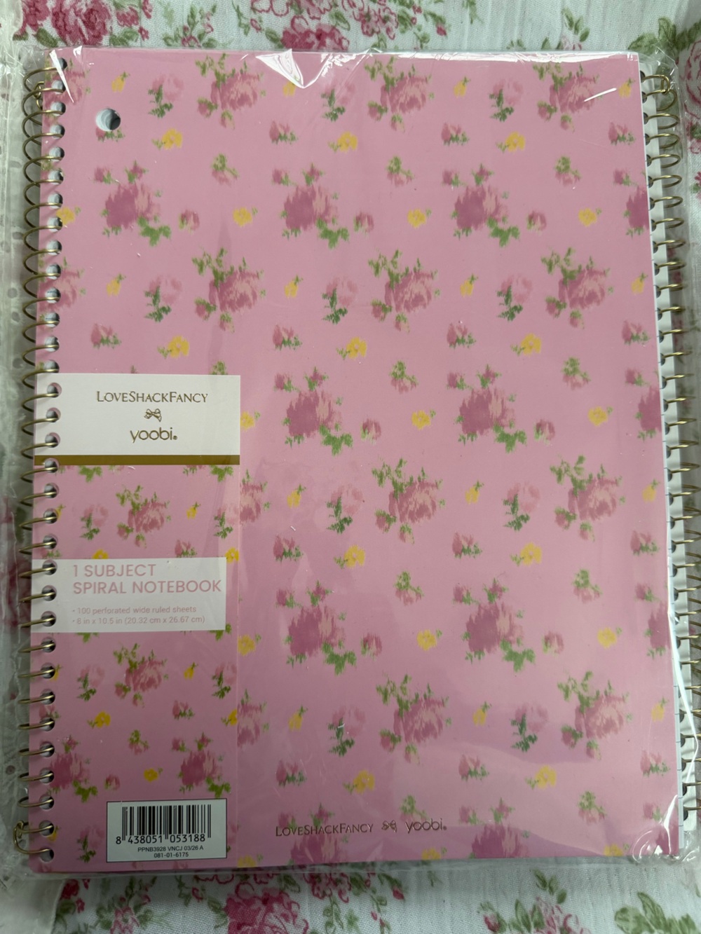 LoveShackFancy 3 Pink Floral Spiral Notebook